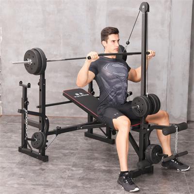 China Modern Home Equipment Adjustable Multifunctional Gym Power Rack And Commercial Weight Bench With Lat Advancement Attachment for sale