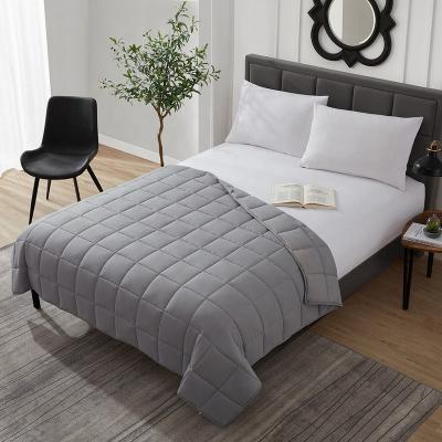 China Therapy Manufacturer supplier glass beads cotton eco friendly adult light grey weighted blanket for sale