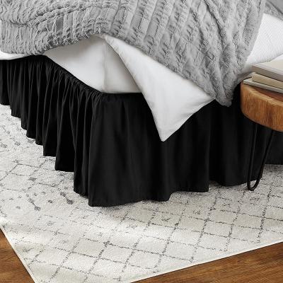 China Custom High Quality Wrinkle Resistant Queen Size Black Ruffle Bed Skirt Set For Home Use for sale