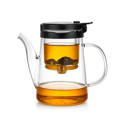 China Gongfu Press Art Loose Tea Glass Infuser Teapot With Glass Filter Food Grade PP for sale