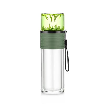 China Dual borosilicato infusor de chá de vidro isolado garrafa de água para restaurante à venda