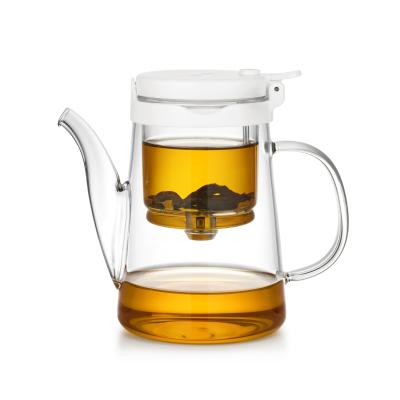 China 550 ml glazen thee-infuser Steeper theepot roestvrij staal deksel OEM Te koop