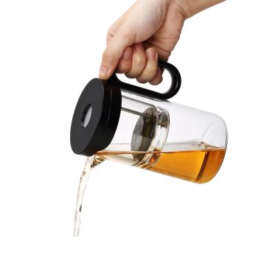 China 20oz Stainless Steel Glass Infuser Teapot With Magnetic System And PC Lid for sale