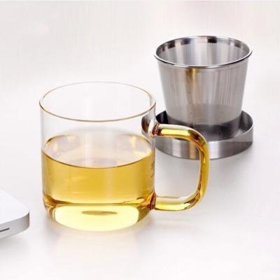 China Office Sustainable Glass Tea Cup Mugs Travel Infuser Mug 350ML for sale