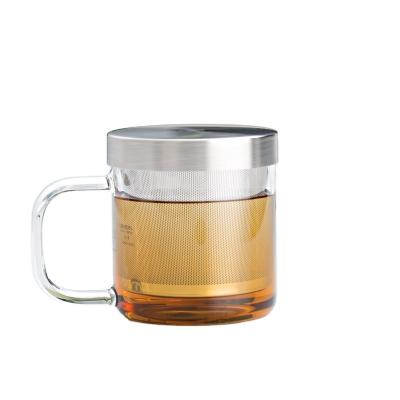 China ODM 350ml Double Wall Glass Tea Cup Infuser Mug Drinkware for sale