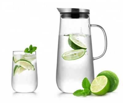 China ODM Transparent Glass Water Pitcher Drinking Water Jug Carafe With Lid And Spout for sale