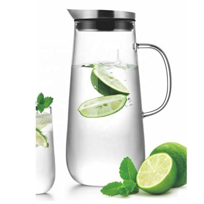 China 30oz Direct Drinking Tea Glass Water Pitcher With Handle lid And Filter for sale