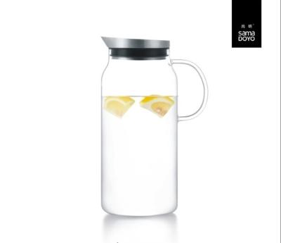 China Samadoyo Hoogborosilicaat glas waterpot Carafe pot met roestvrijstalen deksel Te koop