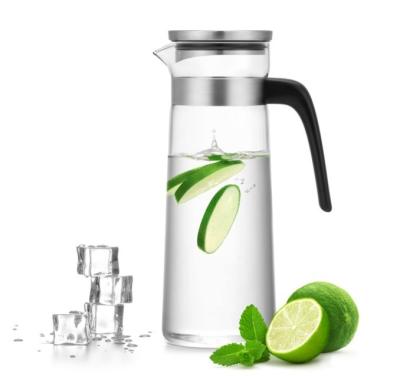 China Bebidas Frutas de vidro Infusão de água Jarro de suco Chaleiro com tampa 1500ml 1 galão à venda