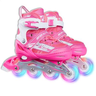 China Kids and Teenager Children Flash Skating Shoes Easy-On Roller Skates Kids Snap Roller Skates for sale