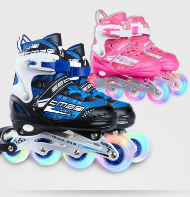 China Kids and Teenager Children Flash Skating Shoes Easy-On Roller Skates Kids Snap Roller Skates for sale