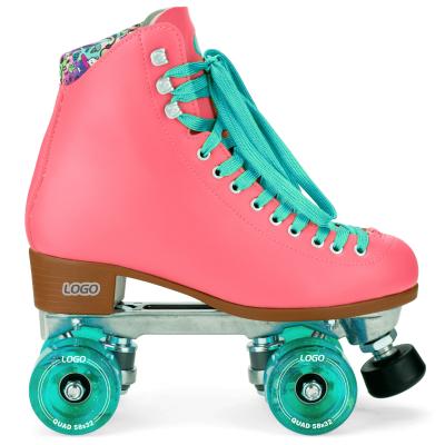 China Shiny Double-Row Design PU High Rebound 82A PU Women Men Roller Shoes Leather High Top Skates,Outdooer Classic Premium Roller Skates for sale