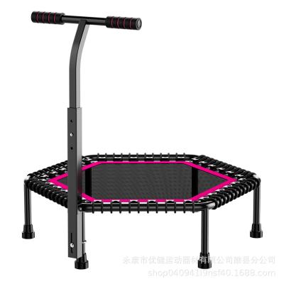 China High Density Sales Wholesale 50inches Mini Handrail Child Trampoline Prices For Sale Kids Hexagon Mat Outdoor Adults Trampoline for sale