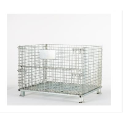 China Hot Selling Folding Metal Mesh Container Trolly Box Wire Cage Bin Storage Container Welded Wire Mesh Box for sale