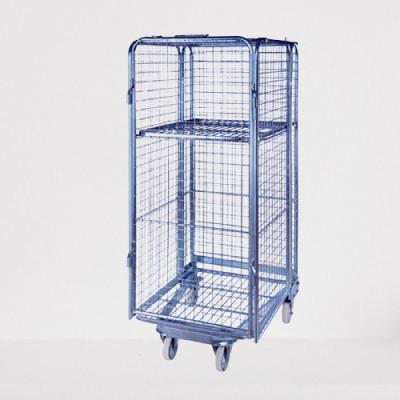 China Steel 4 Sides Supermarket Nesting Warehouse Logistics Folding Folding Wire Mesh Roll Trolley for sale