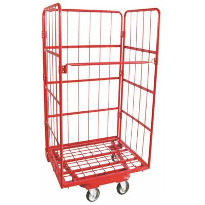 China Warehouse Supermarket Roll Cage Trolley Folding Metal Storage Trolley for sale