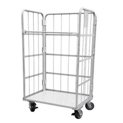 China Metal Folding Supermarket Wire Roll Container Pallet Logistics Folding Trolley for sale