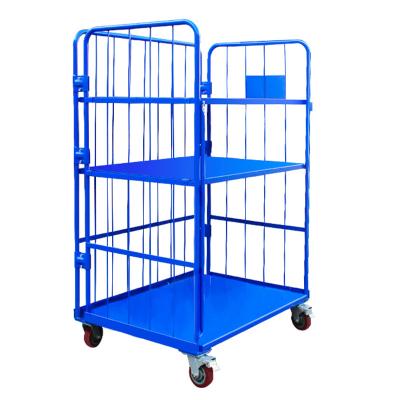 China Steel Logistic Transport Trolley Folding Trolley Warehouse Storage Collapsible Trolley for sale