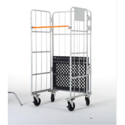 China Warehouse Logistics Storage Folding Wire Mesh Trolley Heavy Duty 4 Wheel Trolley Racking Systems Warehouse Logistic Rack for sale