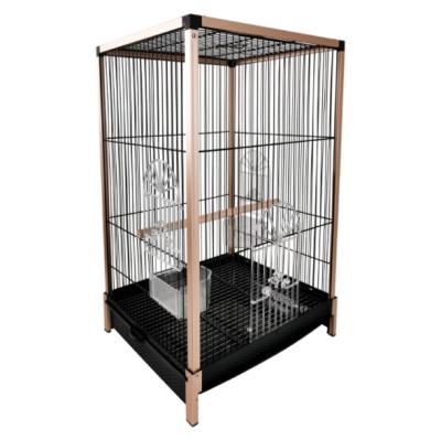 China Breathable Black Gold Stainless Steel Birdcage Parrot Cage Pet Breeding Bird Carrier Cage For Small Bird for sale