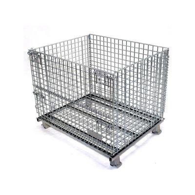 China Folding Wire Mesh Container Metal Storage Boxes Heavy Duty Gold Mesh Container for sale