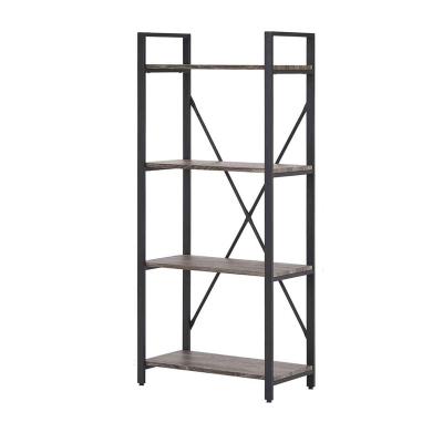 China MDF Tiers(Height)Adjustable Industrial Metal Bookcase Furniture Living Room Office Frame 4 Tier Wooden Bookcases for sale