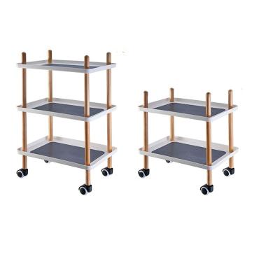 China Sustainable Restaurant Furniture Storage Racks Carts Rolling Trolleys Wooden Serving Carts For Hotel Dining Kitchen Island Cart for sale