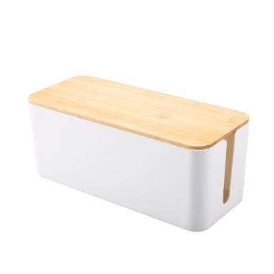 China Wholesale Household Appliances Bamboo Cable Storage Box Socket Management Box With Cover for sale