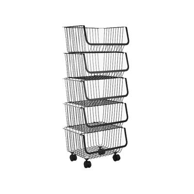 China Amazon Viable Is Wire Kitchen Organizer Fruit Storage Rack Cast Iron Baskets With Lockable Dish Racks Racks And Casters Storage Racks for sale