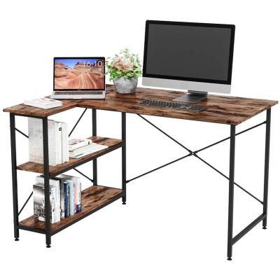 China (Size) Adjustable L Shape Computer Desk With Storage Shelf Study Writing Table For Home Office for sale