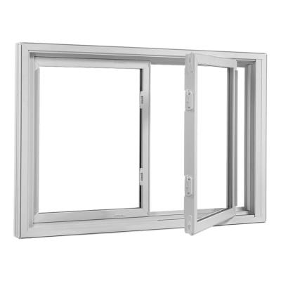 China Magnetic Screen White frame PVC crank window, vinyl casement window, vinyl profile, UPVC window swing design for sale