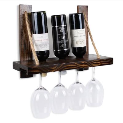 China Other Wholesale Customized Good Quality Retro Wall Mounted Wooden Wine Bottle Rack for sale