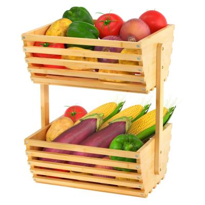 China Wholesale Good Quality Hot Cheap Viable Storage Bamboo Rack Kitchen Desktop Bamboo Storage Box for sale