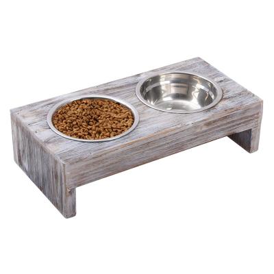 China Suitable Price Quality Bamboo Shelf Bowl Auto Guaranteed Wooden Pet Feeder for sale