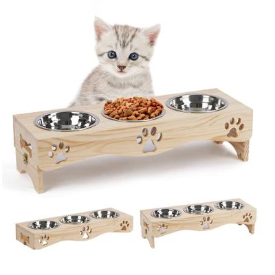 China Latest Design Top Quality Automatic Wooden Cat Dog High Pet Feeders for sale