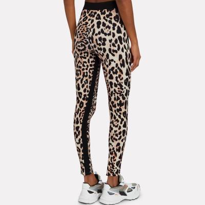 China Customized Breathable Sublimation Leopard Printing Elastic Waistband Active Sports Wear Running Gym Yoga Leggings Women for sale