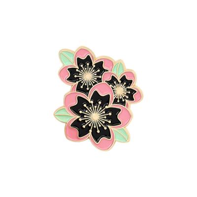 China Europe Simple Generous Brooch Women Flower Plant Cool Enamel Pins Bag Shirt Backpack Badge Gift For Friends Custom Jewelry Rose Retro for sale