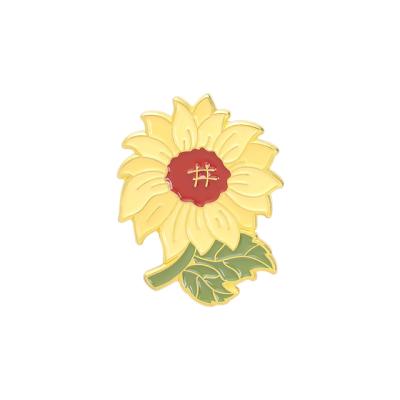 China Floral Pin Badges Jewelry Badge Lotus Sunflower Daisy Peony Rose Lapel Flower Enamel Pins Europe Colorful Women Brooch Pin for sale