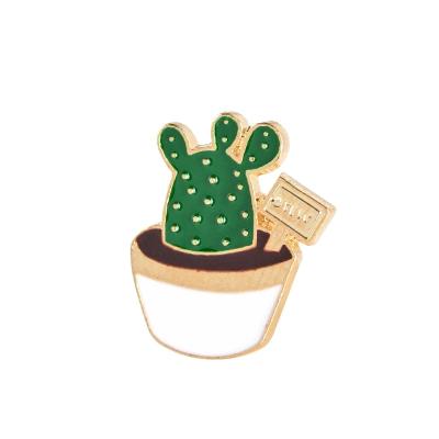 China Europe Fashion Green Plant Brooch Enamel Pins Flower Cactus Tree Leaves Kettle Lapel Jewelry Shirt Coat Sweater Decorative Pin for sale