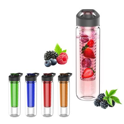 China 800ml 27oz Free Sample Tritan Bpa Free Viable Food Grade Fruit Infuser Plastic Water Bottle for sale