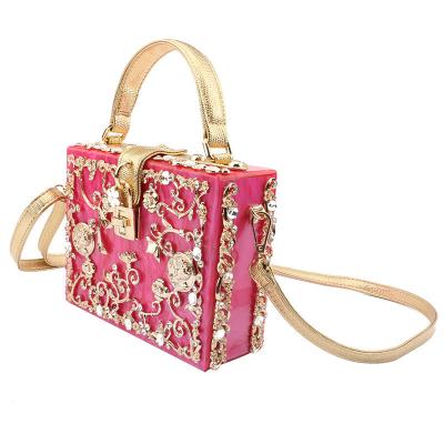 China Purses and Handbags Women Even Clutch Bag, Square Box Shoulder Handbags Acrylic Clutch for Wedding Party Tote Purse for sale