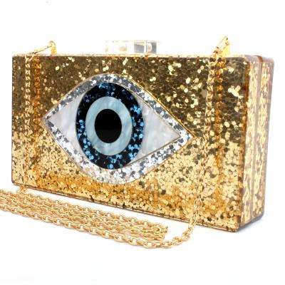 China Promotion Gift Purse Box New Clutch Chain Shoulder Handbag Vintage Devil Eyes Women Acrylic Evening Clutch Bags for sale