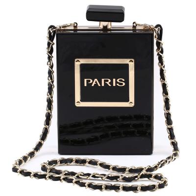 China HOT Selling Handbags Purses and Purses Grab Vintage Banquet Handbag Women Gold Paris Perfume Shape Acrylic Evening Clutch Bags for sale