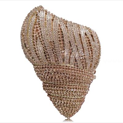 China Hot Selling Elegant Women Dazzle Design Luxury Conch Shells Shape Cocktail Bag Wedding Party Evening Purses And Handbags New Grabs Minaudiere Purse for sale