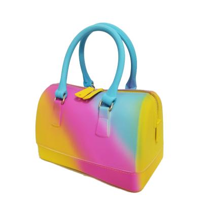 China Fashion 2020 New Girls Cross - Body Shoulder Bags Pinch Color Jelly Mini Candy Handbag for Summer (Rainbow) for sale