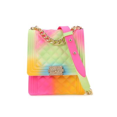 China Fashion Late Summer Cross - Body Fashion Rainbow Shoulder Bags Mini PVC Candy Color Jelly Purses and Handbags for sale