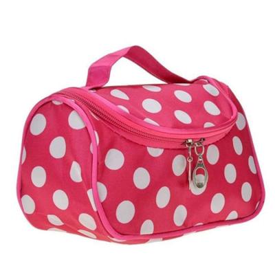 China Durable Hanging Cute Stylish Polka Dots Cosmetic Bag Toiletry Bag Organizer Travel Makeup Bag For Women for sale