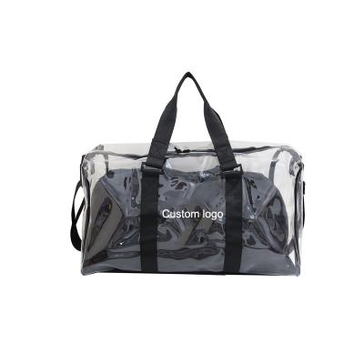 China Water Resistant Fashion PVC Travel Sports Handbag Shoulder Waterproof Clear Duffel Bag for sale