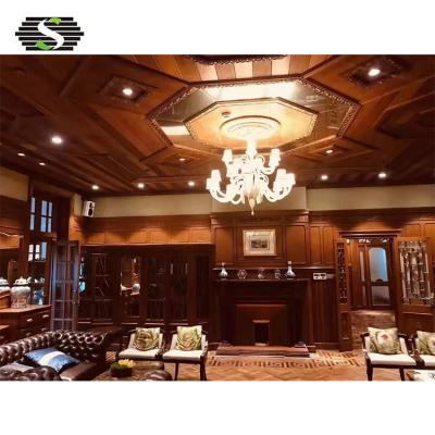 China Modern European Style Ceiling Panel Designs Teak Wood Veneer Solid Wood Ceiling Panels for sale