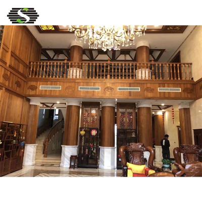 China Modern Commercial Indoor Solid Wooden Wooden Curved Staircases Staircase Designs Teak Stairs for sale